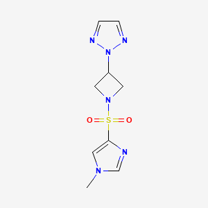 molecular formula C9H12N6O2S B2373002 2-(1-((1-methyl-1H-imidazol-4-yl)sulfonyl)azetidin-3-yl)-2H-1,2,3-triazole CAS No. 2309598-26-1