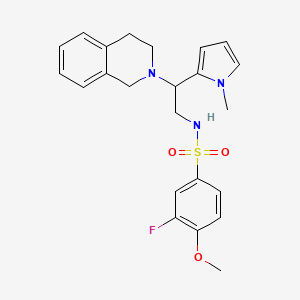 molecular formula C23H26FN3O3S B2373004 N-(2-(3,4-dihydroisoquinolin-2(1H)-yl)-2-(1-methyl-1H-pyrrol-2-yl)ethyl)-3-fluoro-4-methoxybenzenesulfonamide CAS No. 1049389-64-1