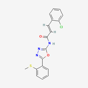 molecular formula C18H14ClN3O2S B2373005 (E)-3-(2-chlorophenyl)-N-(5-(2-(methylthio)phenyl)-1,3,4-oxadiazol-2-yl)acrylamide CAS No. 898410-76-9