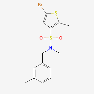 5-bromo-N,2-dimethyl-N-[(3-methylphenyl)methyl]thiophene-3-sulfonamide