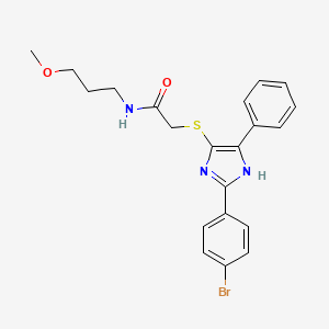 molecular formula C21H22BrN3O2S B2373008 2-((2-(4-溴苯基)-5-苯基-1H-咪唑-4-基)硫代)-N-(3-甲氧基丙基)乙酰胺 CAS No. 901241-03-0