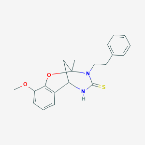 molecular formula C20H22N2O2S B2373009 10-methoxy-2-methyl-3-phenethyl-5,6-dihydro-2H-2,6-methanobenzo[g][1,3,5]oxadiazocine-4(3H)-thione CAS No. 946370-84-9