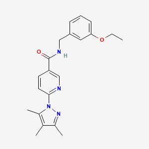 molecular formula C21H24N4O2 B2373010 N-(3-ethoxybenzyl)-6-(3,4,5-trimethyl-1H-pyrazol-1-yl)nicotinamide CAS No. 1286721-40-1