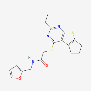 2-((2-ethyl-6,7-dihydro-5H-cyclopenta[4,5]thieno[2,3-d]pyrimidin-4-yl)thio)-N-(furan-2-ylmethyl)acetamide