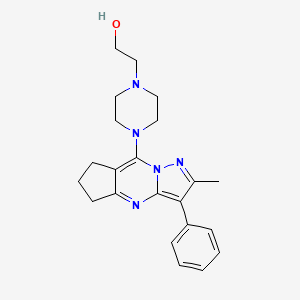 molecular formula C22H27N5O B2373022 2-(4-(2-methyl-3-phenyl-6,7-dihydro-5H-cyclopenta[d]pyrazolo[1,5-a]pyrimidin-8-yl)piperazin-1-yl)ethanol CAS No. 896828-63-0