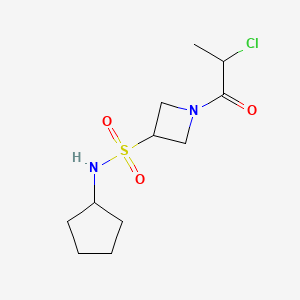 molecular formula C11H19ClN2O3S B2373024 1-(2-Chloropropanoyl)-N-cyclopentylazetidine-3-sulfonamide CAS No. 2411220-31-8