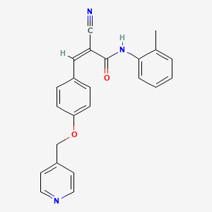 molecular formula C23H19N3O2 B2373028 (Z)-2-Cyano-N-(2-methylphenyl)-3-[4-(pyridin-4-ylmethoxy)phenyl]prop-2-enamide CAS No. 1090686-10-4