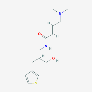 (E)-4-(Dimethylamino)-N-[2-(hydroxymethyl)-3-thiophen-3-ylpropyl]but-2-enamide