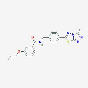 molecular formula C21H21N5O2S B237305 N-[4-(3-methyl[1,2,4]triazolo[3,4-b][1,3,4]thiadiazol-6-yl)benzyl]-3-propoxybenzamide 