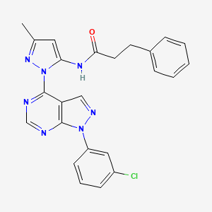 N-(1-(1-(3-chlorophenyl)-1H-pyrazolo[3,4-d]pyrimidin-4-yl)-3-methyl-1H-pyrazol-5-yl)-3-phenylpropanamide