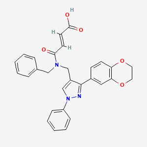 (E)-4-[benzyl-[[3-(2,3-dihydro-1,4-benzodioxin-6-yl)-1-phenylpyrazol-4-yl]methyl]amino]-4-oxobut-2-enoic acid