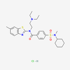 molecular formula C28H39ClN4O3S2 B2373052 4-(N-cyclohexyl-N-methylsulfamoyl)-N-(2-(diethylamino)ethyl)-N-(6-methylbenzo[d]thiazol-2-yl)benzamide hydrochloride CAS No. 1322302-41-9