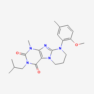 molecular formula C21H27N5O3 B2373068 9-(2-methoxy-5-methylphenyl)-1-methyl-3-(2-methylpropyl)-7,8-dihydro-6H-purino[7,8-a]pyrimidine-2,4-dione CAS No. 923470-12-6