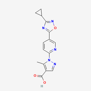 molecular formula C15H13N5O3 B2373073 1-[5-(3-cyclopropyl-1,2,4-oxadiazol-5-yl)pyridin-2-yl]-5-methyl-1H-pyrazole-4-carboxylic acid CAS No. 1351398-62-3
