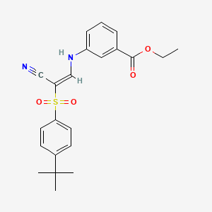molecular formula C22H24N2O4S B2373095 Ethyl 3-((2-((4-(tert-butyl)phenyl)sulfonyl)-2-cyanovinyl)amino)benzoate CAS No. 1026373-65-8