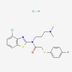 molecular formula C20H22Cl2FN3OS2 B2373099 N-(4-氯苯并[d]噻唑-2-基)-N-(3-(二甲氨基)丙基)-2-((4-氟苯基)硫代)乙酰胺盐酸盐 CAS No. 1216923-62-4