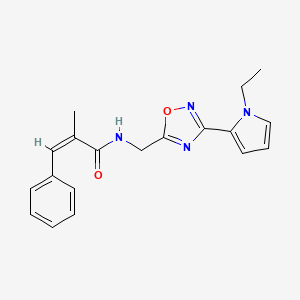 molecular formula C19H20N4O2 B2373101 (Z)-N-((3-(1-ethyl-1H-pyrrol-2-yl)-1,2,4-oxadiazol-5-yl)methyl)-2-methyl-3-phenylacrylamide CAS No. 2035019-31-7