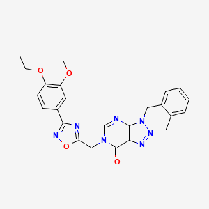 molecular formula C24H23N7O4 B2373103 6-((3-(4-ethoxy-3-methoxyphenyl)-1,2,4-oxadiazol-5-yl)methyl)-3-(2-methylbenzyl)-3H-[1,2,3]triazolo[4,5-d]pyrimidin-7(6H)-one CAS No. 1207031-23-9