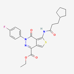 Ethyl 5-(3-cyclopentylpropanoylamino)-3-(4-fluorophenyl)-4-oxothieno[3,4-d]pyridazine-1-carboxylate