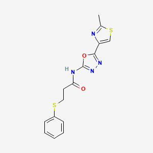 molecular formula C15H14N4O2S2 B2373108 N-(5-(2-methylthiazol-4-yl)-1,3,4-oxadiazol-2-yl)-3-(phenylthio)propanamide CAS No. 1251578-06-9