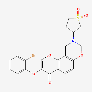 molecular formula C21H18BrNO6S B2373111 3-(2-bromophenoxy)-9-(1,1-dioxidotetrahydrothiophen-3-yl)-9,10-dihydrochromeno[8,7-e][1,3]oxazin-4(8H)-one CAS No. 951953-21-2