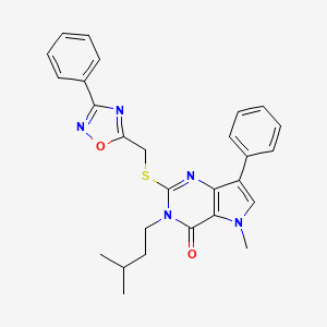 3-isopentyl-5-methyl-7-phenyl-2-(((3-phenyl-1,2,4-oxadiazol-5-yl)methyl)thio)-3H-pyrrolo[3,2-d]pyrimidin-4(5H)-one