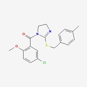 molecular formula C19H19ClN2O2S B2373129 (5-chloro-2-methoxyphenyl)(2-((4-methylbenzyl)thio)-4,5-dihydro-1H-imidazol-1-yl)methanone CAS No. 851805-14-6