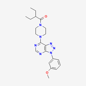 molecular formula C21H27N7O2 B2373136 2-乙基-1-(4-(3-(3-甲氧基苯基)-3H-[1,2,3]三唑并[4,5-d]嘧啶-7-基)哌嗪-1-基)丁烷-1-酮 CAS No. 920373-90-6