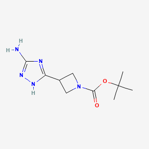 molecular formula C10H17N5O2 B2373138 tert-butyl 3-(3-amino-1H-1,2,4-triazol-5-yl)azetidine-1-carboxylate CAS No. 1429217-52-6
