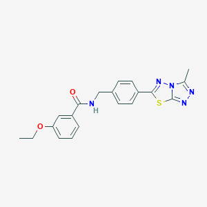 molecular formula C20H19N5O2S B237314 3-ethoxy-N-[4-(3-methyl[1,2,4]triazolo[3,4-b][1,3,4]thiadiazol-6-yl)benzyl]benzamide 