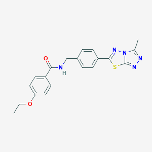 molecular formula C20H19N5O2S B237315 4-ethoxy-N-[4-(3-methyl[1,2,4]triazolo[3,4-b][1,3,4]thiadiazol-6-yl)benzyl]benzamide 