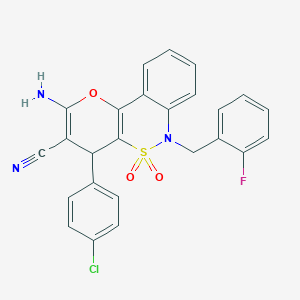 2-Amino-4-(4-chlorophenyl)-6-(2-fluorobenzyl)-4,6-dihydropyrano[3,2-c][2,1]benzothiazine-3-carbonitrile 5,5-dioxide