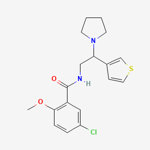 molecular formula C18H21ClN2O2S B2373190 5-chloro-2-methoxy-N-(2-(pyrrolidin-1-yl)-2-(thiophen-3-yl)ethyl)benzamide CAS No. 954620-02-1