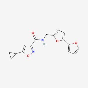 molecular formula C16H14N2O4 B2373198 N-({[2,2'-bifuran]-5-yl}methyl)-5-cyclopropyl-1,2-oxazole-3-carboxamide CAS No. 2097926-62-8