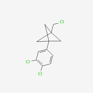 molecular formula C12H11Cl3 B2373199 1-(Chloromethyl)-3-(3,4-dichlorophenyl)bicyclo[1.1.1]pentane CAS No. 2287298-10-4