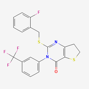 2-((2-fluorobenzyl)thio)-3-(3-(trifluoromethyl)phenyl)-6,7-dihydrothieno[3,2-d]pyrimidin-4(3H)-one