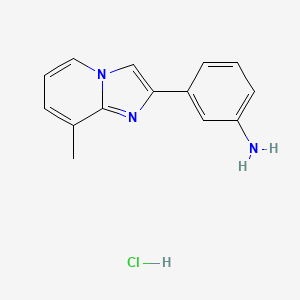 molecular formula C14H14ClN3 B2373202 3-(8-甲基咪唑并[1,2-a]吡啶-2-基)苯胺盐酸盐 CAS No. 2155855-12-0