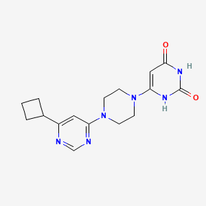 molecular formula C16H20N6O2 B2373205 6-(4-(6-环丁基嘧啶-4-基)哌嗪-1-基)嘧啶-2,4(1H,3H)-二酮 CAS No. 2320861-56-9