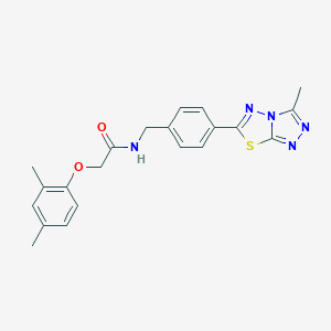 molecular formula C21H21N5O2S B237321 2-(2,4-dimethylphenoxy)-N-[4-(3-methyl[1,2,4]triazolo[3,4-b][1,3,4]thiadiazol-6-yl)benzyl]acetamide 