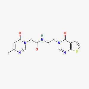 molecular formula C15H15N5O3S B2373224 2-(4-methyl-6-oxopyrimidin-1(6H)-yl)-N-(2-(4-oxothieno[2,3-d]pyrimidin-3(4H)-yl)ethyl)acetamide CAS No. 2034375-00-1