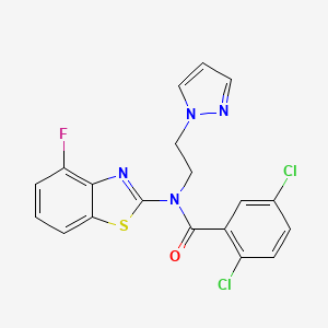 molecular formula C19H13Cl2FN4OS B2373226 N-(2-(1H-pyrazol-1-yl)ethyl)-2,5-dichloro-N-(4-fluorobenzo[d]thiazol-2-yl)benzamide CAS No. 1172266-53-3
