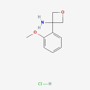 molecular formula C10H14ClNO2 B2373230 3-(2-Methoxyphenyl)oxetan-3-amine hydrochloride CAS No. 1332765-89-5