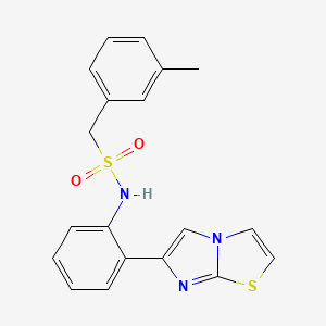 molecular formula C19H17N3O2S2 B2373236 N-(2-(咪唑并[2,1-b]噻唑-6-基)苯基)-1-(间甲苯基)甲磺酰胺 CAS No. 1705721-46-5
