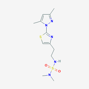 molecular formula C12H19N5O2S2 B2373243 2-(3,5-Dimethylpyrazol-1-yl)-4-[2-(dimethylsulfamoylamino)ethyl]-1,3-thiazole CAS No. 1421465-32-8