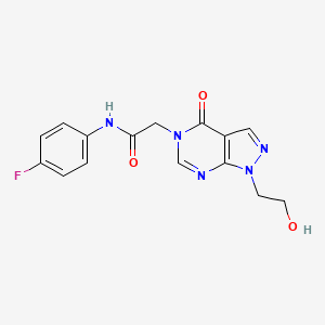 molecular formula C15H14FN5O3 B2373244 N-(4-氟苯基)-2-[1-(2-羟乙基)-4-氧代吡唑并[3,4-d]嘧啶-5-基]乙酰胺 CAS No. 899971-65-4