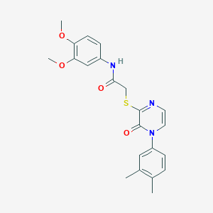 molecular formula C22H23N3O4S B2373247 N-(3,4-dimethoxyphenyl)-2-((4-(3,4-dimethylphenyl)-3-oxo-3,4-dihydropyrazin-2-yl)thio)acetamide CAS No. 942034-36-8