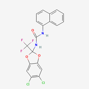 molecular formula C19H11Cl2F3N2O3 B2373258 1-[5,6-Dichloro-2-(trifluoromethyl)-1,3-benzodioxol-2-yl]-3-naphthalen-1-ylurea CAS No. 534563-85-4