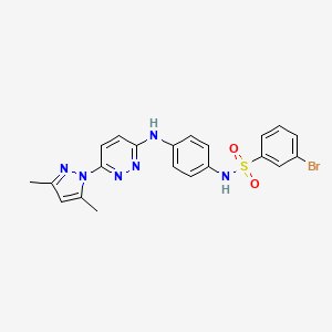 molecular formula C21H19BrN6O2S B2373259 3-bromo-N-(4-((6-(3,5-dimethyl-1H-pyrazol-1-yl)pyridazin-3-yl)amino)phenyl)benzenesulfonamide CAS No. 1014025-33-2