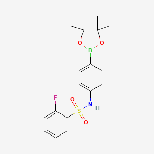 molecular formula C18H21BFNO4S B2373262 2-fluoro-N-[4-(4,4,5,5-tetramethyl-1,3,2-dioxaborolan-2-yl)phenyl]Benzenesulfonamide CAS No. 1637249-14-9