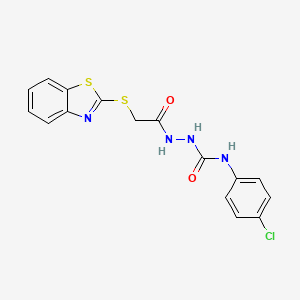 molecular formula C16H13ClN4O2S2 B2373263 1-(2-(Benzothiazol-2-ylthio)acetyl)-4-(4-chlorophenyl)semicarbazide CAS No. 155820-98-7
